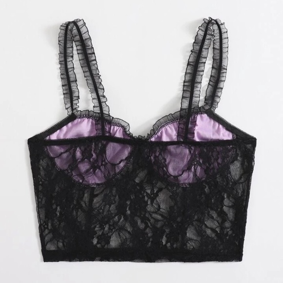 *🧡3/20$*Purple & Black Laced Cropped Cami - Picture 2 of 2